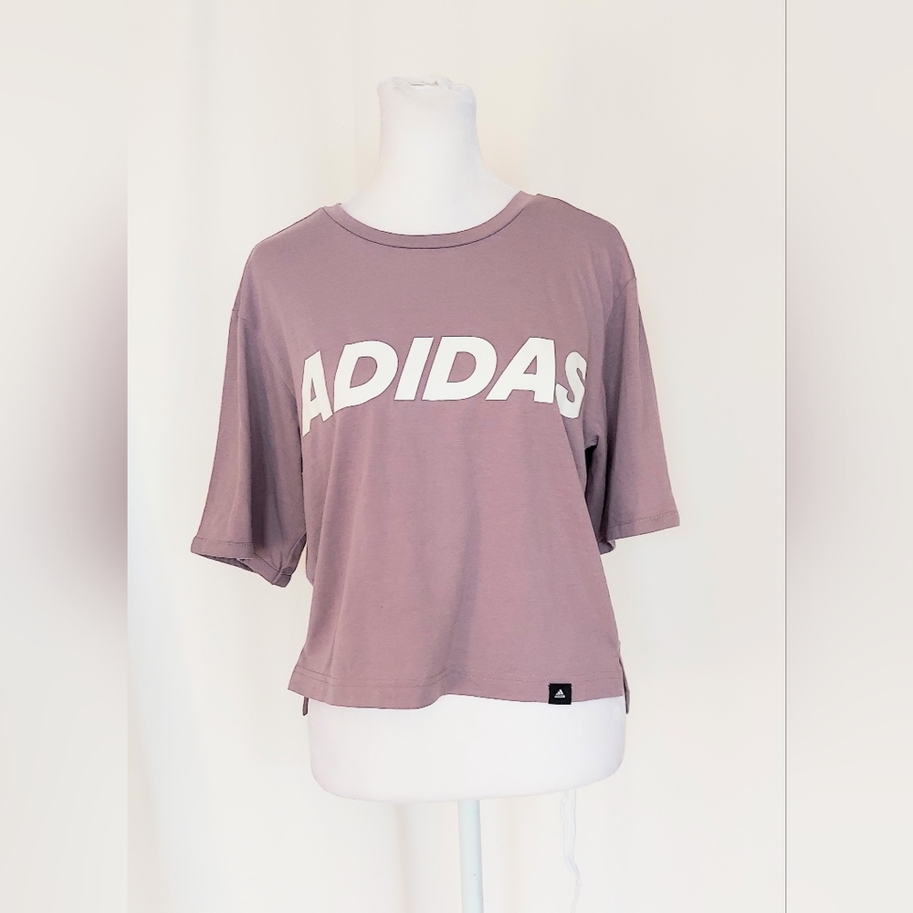 Adidas Essentials Big Logo Cotton Tee Shirt Purple Size XS